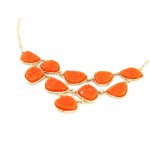 Orange Druzy Stone Link Bib Necklace